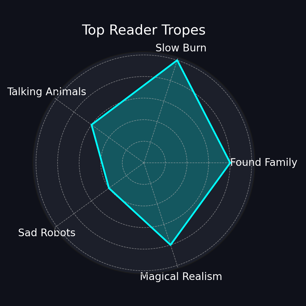 Radar chart visualizing top reader tropes detected during campaigns