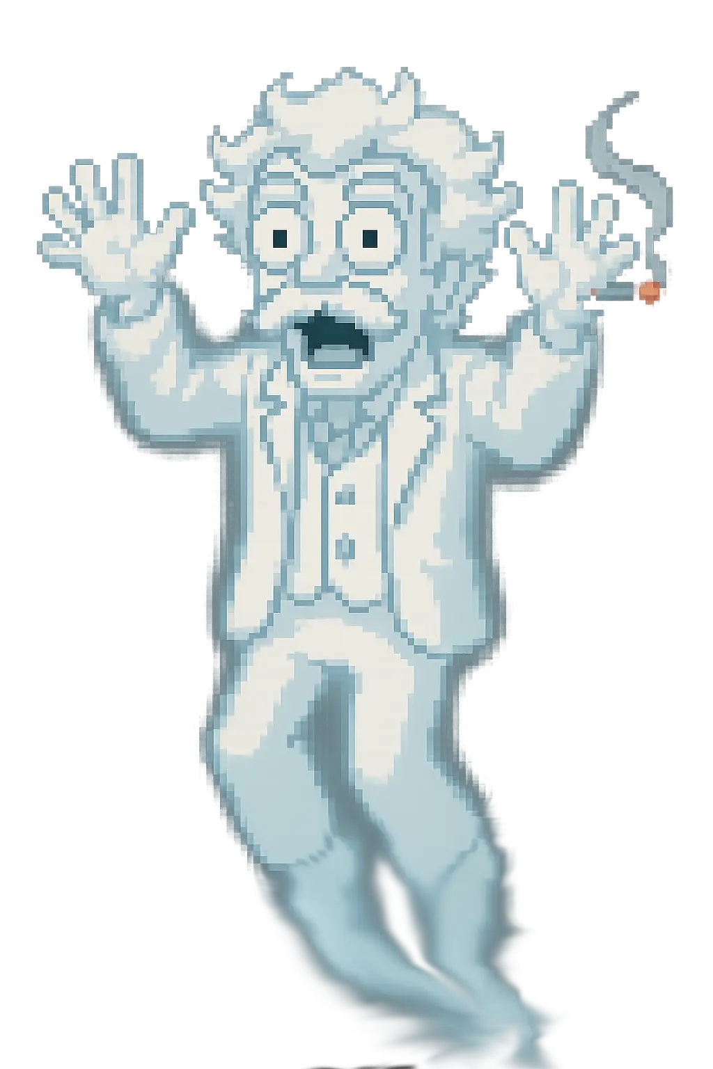 Ghost of Mark Twain floating ominously with a cigar